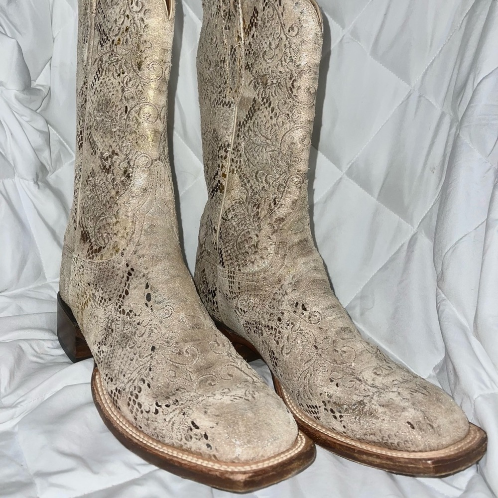 Lucchese cream/gold crackle